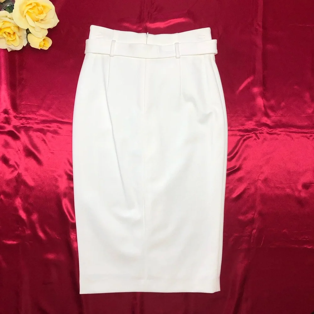 ⭐️NEW⭐️White House Black Market (WHBM) Elegant Cream Skirt with Button Detail - Picture 4 of 9